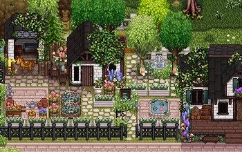 Stardew Valley Farm Entrance, Stardew Valley Naver Cafe, Stardew Valley Cafe Shed, Stardew Valley Decoration Ideas Outside, Farm Layouts, Stardew Mods, Stardew Valley Farm, Farm Entrance, Stardew Valley Layout