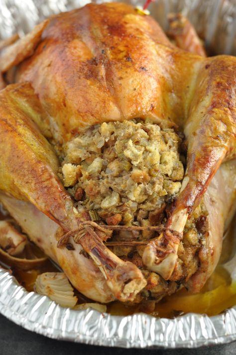 Oven Roasted Turkey Recipe Roasted Stuffed Turkey, Turkey With Stuffing, Roasted Turkey Recipe, Leftover Thanksgiving Sandwich, Herb Roasted Turkey, Stuffed Turkey, Roast Turkey Recipes, Oven Roasted Turkey, Roast Turkey Breast