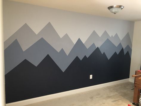 Mountain Mural, Accent Wall Paint, Bedroom Wall Colors, House Color Schemes, Mountain Wall, Cafe Wall, Secret Rooms, Cabin Style, Diy Home Repair