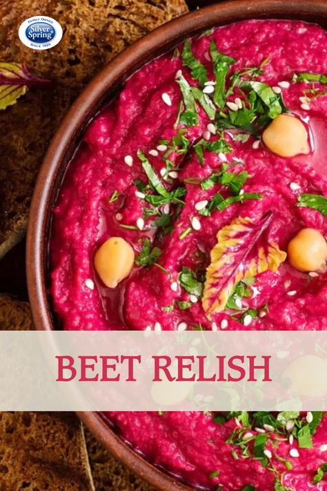 Just beet it! A throwback from our 1950s family cookbook, this recipe for Beet Relish combines just five ingredients, including our classic Prepared Horseradish. Enjoy with a sandwich or as a dip with crackers! #horseradish #GiveItZing #dip #recipe #beet #vinegar #sugar #lemon #condiment #sauce How To Make Horseradish, Beet Sauce, Dip With Crackers, 1950s Family, Prime Rib Sauce, Beet Relish, Spring Foods, Horseradish Recipes, Preserving Foods