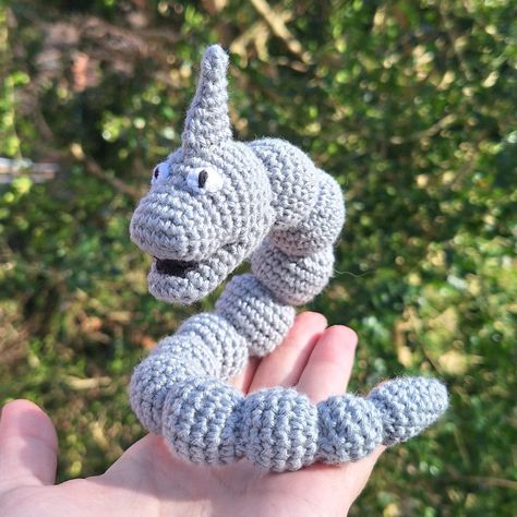 Onix Crochet Pattern Free - Loops by Kat Umbreon Crochet Pattern, Free Crochet Pokemon Patterns, Crochet Magikarp, Free Pokemon Crochet Patterns, Reptile Crochet, Pokemon Crochet Patterns Free, Onix Pokemon, Pikachu Crochet, Crochet Stone