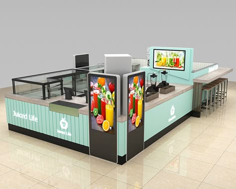 Kiosk Design Plan, Mall Kiosk, Food Kiosk, Kiosk Design, Environmental Graphic Design, Stall Designs, Exhibition Stand Design, Tradeshow Booth, Juice Bar