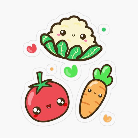 Kawaii Vegetables, Vegetable Design, Fair Food, Plastic Stickers, Kawaii Stickers, Bullet Journals, Starbucks Cups, Fruits Vegetables, Cute Kawaii