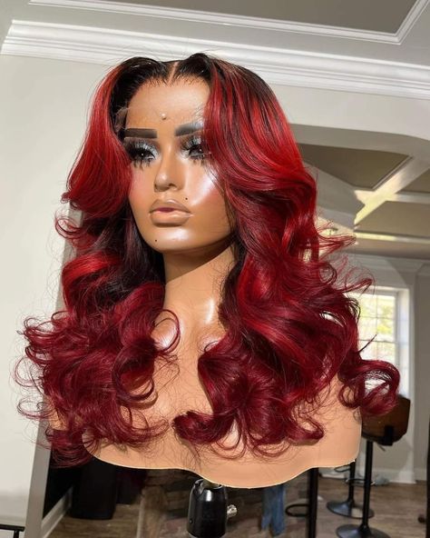 Red Wig Black Roots, Red Hair With Black Roots, Red Hair With Brown Roots, Red Hair With Black, Hair With Black Roots, Black Roots Red Hair, Auburn Hairstyles, Natural Hair Growth Tips, Hair Projects