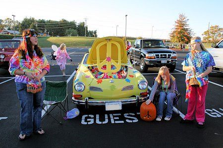 Trunk or Treat decorating ideas - C.R.A.F.T. Trunk Or Treat Hippie Theme, Hippy Guys, Hippie Trunk Or Treat Ideas, 70s Trunk Or Treat Ideas, Groovy Trunk Or Treat, Hippie Trunk Or Treat, Best Trunk Or Treat Ideas, Creative Trunk Or Treat, Trunk Or Treat Decorating Ideas