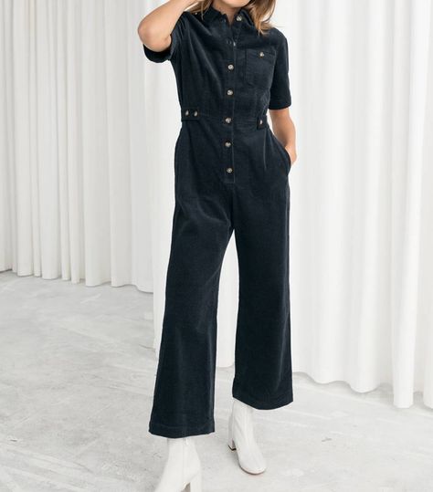 Corduroy Jumpsuit, Basic Wardrobe Essentials, Navy Jumpsuit, Blue Corduroy, Boiler Suit, Best Leggings, Alexa Chung, Fashion Story, Womens Fashion Casual