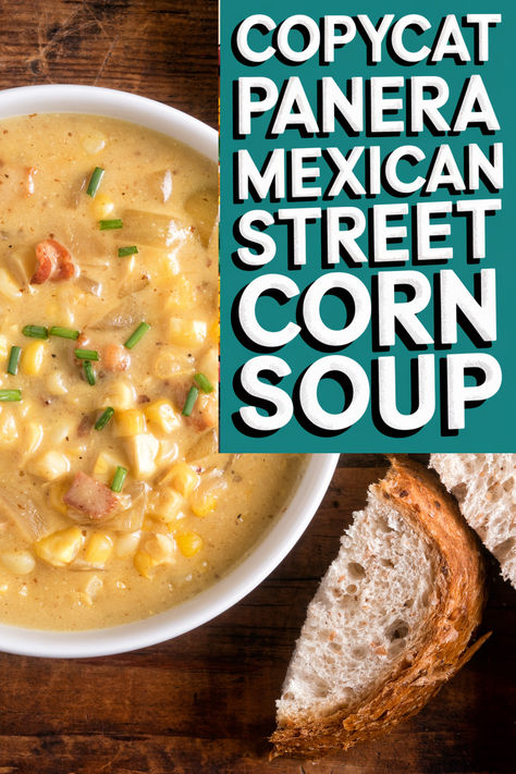 This creamy, flavorful Copycat Panera Mexican Street Corn Soup brings a healthy twist to your table. Inspired by classic elotes, it’s a chowder that’s sure to impress! Copycat Panera Mexican Street Corn Soup, Panera Mexican Street Corn Soup, Copycat Restaurant Recipes Panera Soups, Copycat Restaurant Recipes Panera, Panera Mexican Street Corn Chowder, Mexican Corn Chowder Recipe, Panera Corn Chowder, Mexican Corn Chowder, Mexican Street Corn Soup