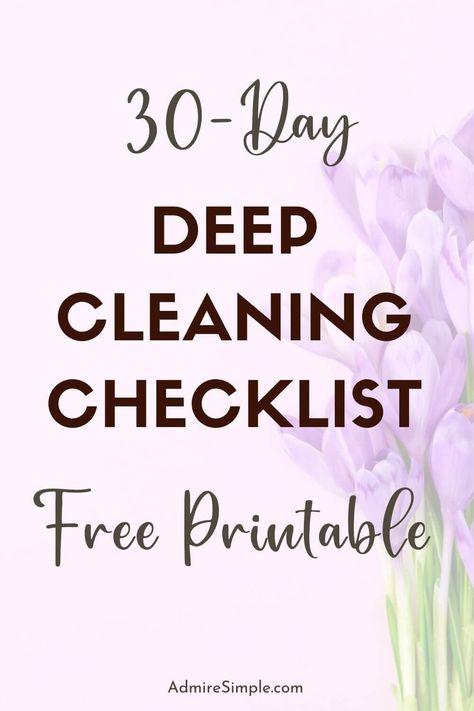 Cleaning tips and house cleaning schedule. Join our 30-Day Spring Cleaning Challenge with a free printable deep house cleaning checklist. With the spring cleaning schedule list, you can deep clean and organize the entire home room-by-room without feeling overwhelmed. 30 Day Home Cleaning Challenge, 30 Day Cleaning Challenge House, Deep Cleaning House Checklist Monthly, 30 Day Deep Cleaning Challenge, Deep Cleaning List, Deep House Cleaning, 30 Day Spring Cleaning Challenge, Yearly Deep Cleaning Schedule, Deep Cleaning Lists