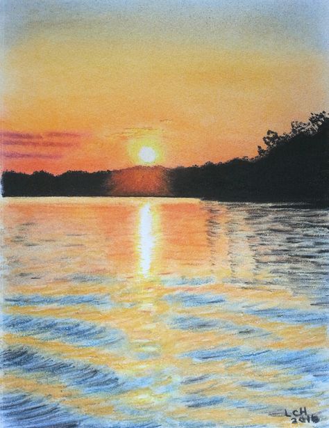 Sunset Chalk Art, Chalk Art On Paper, Smith Lake Alabama, Lake Painting, Art On Paper, Blog Content, Chalk Art, Escape Room, Panel Art