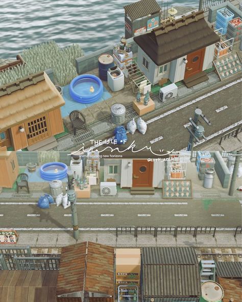 🏠🎣 fishermen’s houses in the northeast of irasaku island |||🏷️ #acnh #acnhinspo #acnhidea #acnhcommunity #crossingcreations #animalcrossingcommunity #animalcrossingnewhorizons #nintendoswitch #acnhisland #どうぶつの森 #あつまれどうぶつの森 #acnhaesthetic #newhorizons #acnhphotography #acnhjapanesestyle #acnhjapan Acnh Island Designs Korea, Rural Acnh Island, Acnh Island Designs Japanese, Animal Crossing Japanese Neighborhood, Acnh Japanese Neighborhood, Japanese Neighborhood Animal Crossing, Acnh Hot Spring, Japanese Acnh Island, Acnh Japanese House