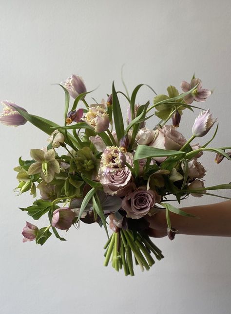 Japanese Anemone Bouquet, Early Spring Bouquet, Hellebores Bouquet, May Wedding Flowers, Mauve Wedding Flowers, Mauve Bouquet, Pastel Bouquet, Mauve Wedding, Flora Design