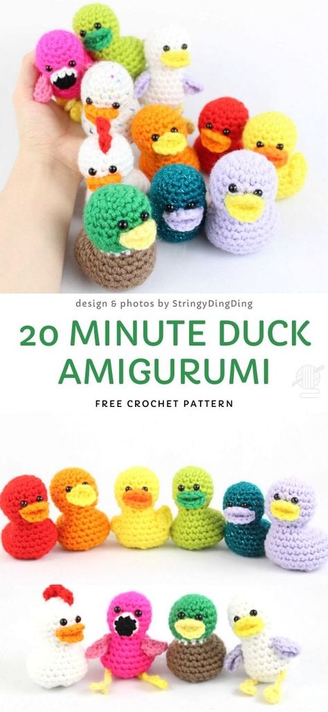 Duck Amigurumi, Cute Amigurumi, Crochet Mignon, Confection Au Crochet, Crochet Gratis, Crochet Animals Free Patterns, Amigurumi Ideas, Crochet Amigurumi Free, Haken Baby