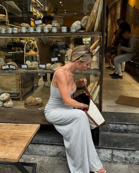 Vietnam but looks like Italy?🏮🏹🇻🇳 ((In the city of Hanoi rn!!)) it deffo isn’t anything like Italy though, but some of these streets gave me that vibe! This city is chaossss but so fun to see! Linked dress in stories <3 #summeroutfit #summerstyle #greydress #dress #pinterestaesthetic Pinterest aesthetic, Vietnam, travel inspo, travel ideas, outfit inspo, skims, dress, summer 2024 Grey Skims Dress Outfit, Long Gray Summer Dress, Grey Maxi Dress Outfit, Grey Dress Outfit Casual, Aesthetic Vietnam, Mum Fits, Maxi Dress Outfit Casual, Grey Dress Outfit, Grey Dresses Casual