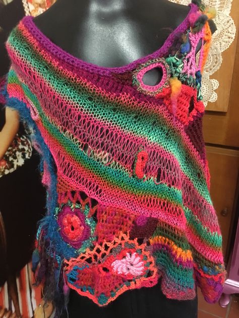 Freeform Crochet Top by Sharyn McNab Country Witch, Freestyle Crochet, Form Crochet, Freeform Crochet, Knitted Tops, Macrame Design, Dress Form, Crochet Accessories, Crochet Cardigan