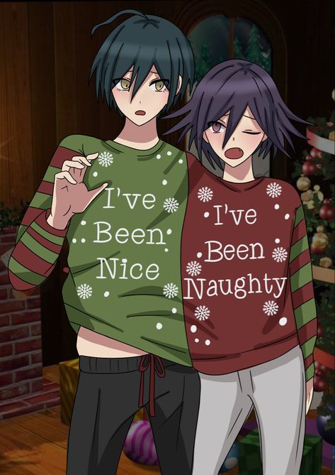 Saiouma Christmas, Danganronpa Christmas, Pregame Saiouma, Shuichi Saihara, Kokichi Ouma, Danganronpa V3, Danganronpa Characters, Danganronpa, Art Inspo