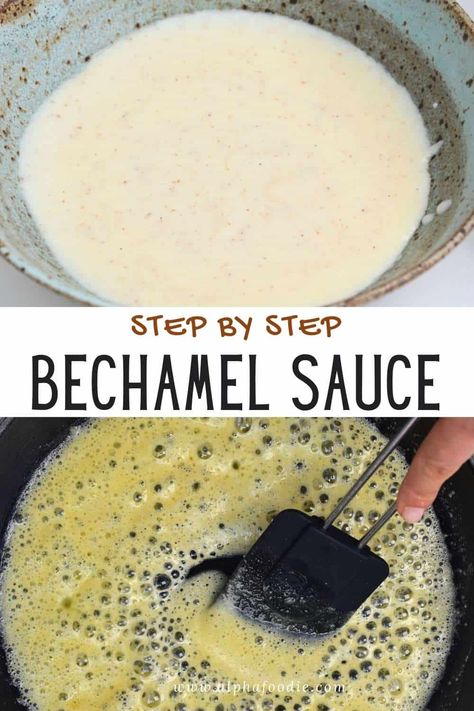 How to make bechamel sauce at home (aka white sauce) with just 3 base ingredients: flour, butter, and milk. Plus, the answers to tons of FAQs and several ways to adapt the bechamel recipe! This makes for the perfect lasagna bechamel and for other pasta, pie, and casserole dishes! Lasagna Sauce Recipe, Lasange Recipe, Lasagna Bechamel, Perfect Lasagna, White Sauce Lasagna, Bechamel Recipe, Bechamel Sauce Recipe, Making White Sauce, Pasta Pie