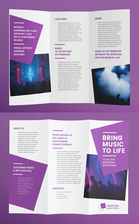 Music Festival Trifold Brochure Template AI, EPS, INDD, PSD Music Festival Brochure Design, Club Brochure Design, Program Brochure Design, Music Festival Brochure, Music Brochure Design, Event Booklet, Music Brochure, Festival Brochure, Cinderella Ballet