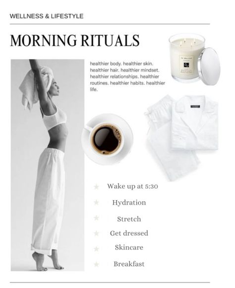 Selfcare Body Routine, Morning Ritual Aesthetic, Morning Journaling Aesthetic, Wellness Morning Routine, Routine Aesthetic Photo, Morning Wellness Routine, Wellness Images, Morning Wellness, Self Care Morning Routine