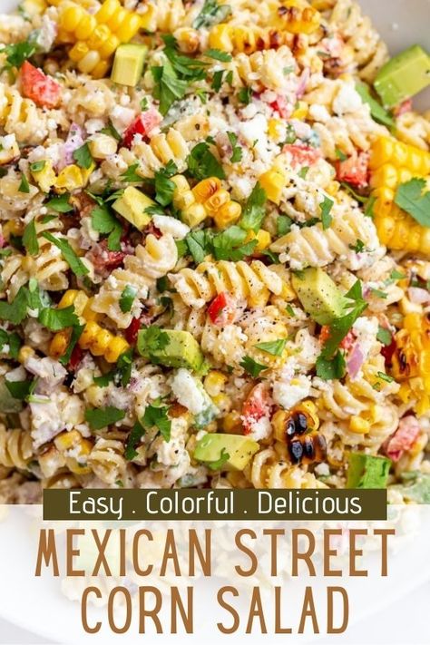 If you're a fan of Classic Mexican Street Corn then you're going to LOVE this fun twist in the form Mexican Street Corn PASTA SALAD! Mexican Pasta Salad Recipes, Mexican Street Corn Pasta Salad, Mexican Street Corn Pasta, Street Corn Pasta Salad, Mexican Pasta Salad, Street Corn Pasta, Corn Pasta Salad, Summer Pasta Salad Recipes, Mexican Pasta