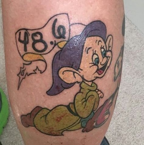 Running Dopey 48.6 miles. Dopey Challenge Tattoos, Dopey Tattoo Ideas, Challenge Tattoo, Dopey Challenge, Running Tattoo, Run Disney, Disney Tattoos, Tatting, Vault Boy