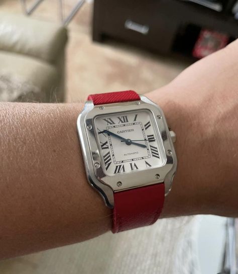 There's no way to describe the joy of receiving amazing feedback from a customer. It fuels my passion! 🌟💬 ⌚️Cherry Red saffiano leather with tone on tone stiches ⌚️ Cartier de Santos 📨Dm me for custom strap or click link on my bio @zenio.watchstrap Visit our website : https://zeniovn.com/ We sell watch straps, the watch just to demonstrate our strap and not for sale ! #cartier #cartierdesantos #cartierhandmadestrap #handmadeleatherstrap #Customizedstrap #aligatorstrap #curvedendstrap #... Tank Watch, Monochrome Watches, Custom Strap, Tone On Tone, The Watch, Watch Straps, Rolex Submariner, My Passion, Patek Philippe