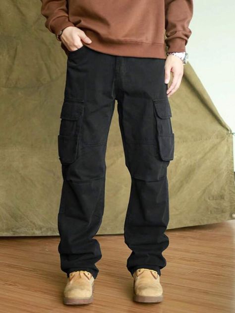 Outfit Homme Cargo, Baggy Pants Outfit Men, Black Cargo Pants Outfit Men, Tall Black Men, Black Cargo Pants Outfit, Black Cargos, Cargo Pants Outfit Men, Baggy Pants Outfit, Cargo Pants Black