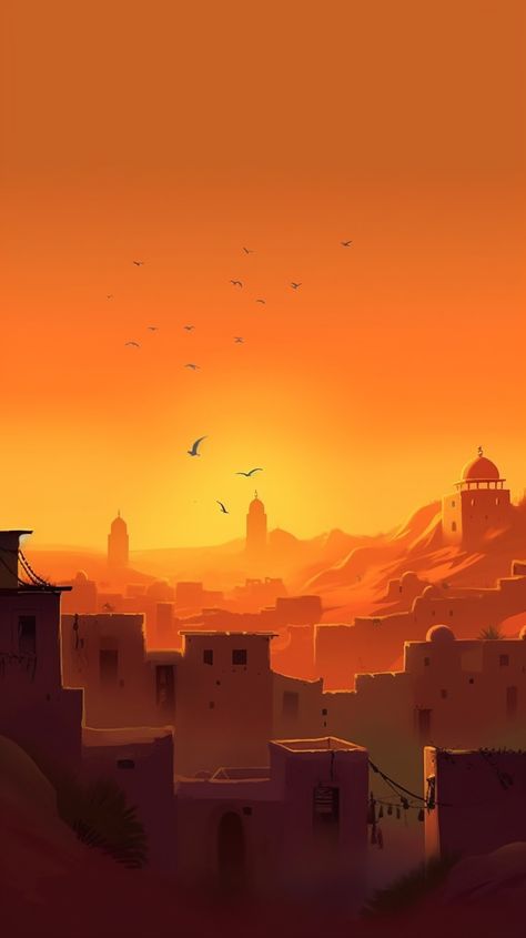 Desert City Art, Arabian Background, Arabic Desert, Ancient Egypt Aesthetic, Aladdin Art, Arabian Desert, Church Media Design, Space Phone Wallpaper, Arabian Art