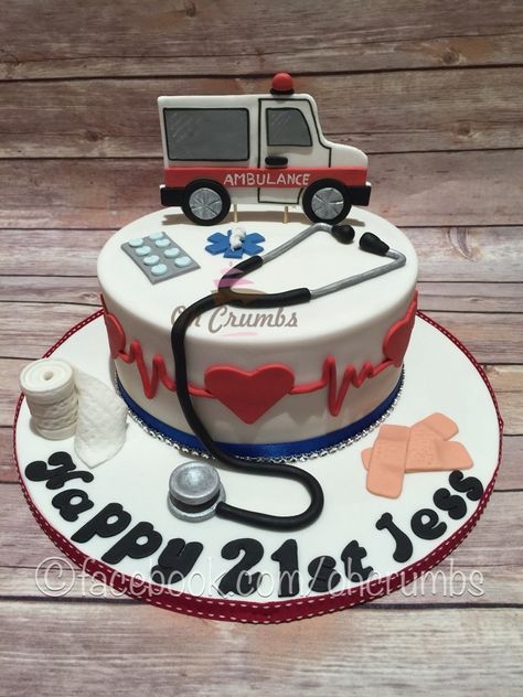 Paramedic Party Ideas, Emt Cakes Graduation, Paramedic School Graduation, Emt Cakes Ideas, Paramedic Cake Ideas, Paramedic Cake, Ems Cake, Ambulance Cake Ideas, Jupiter Cake