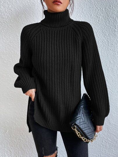 Chique Outfit, Casual Turtleneck, Winter Mode, Oversized Knitted Sweaters, Warm Sweaters, Loose Sweater, Turtle Neck Top, Look Casual, Casual Pullover