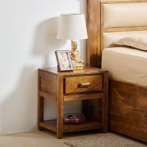 Buy Adana Mango Wood Bed Side Table with Drawer - Brown from Home Centre at just INR 22498.0 Bedside Table With Wooden Top, Mangowood Bed, Wooden Bedside Table With Drawers, Wooden Two Drawer Side Table, Bedside Table Mango Wood, Used Woodworking Tools, Side Table With Drawer, Wood Bedside Table, False Ceiling