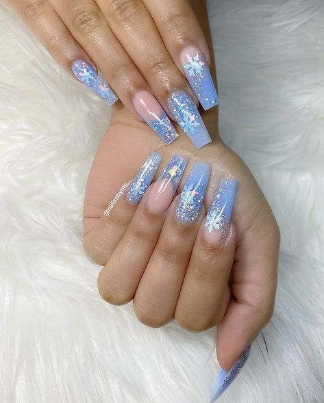 Icy Blue Winter Nails, Ice Blue Nails Winter, Black Cat Nail, Blue Winter Nails, Cut Dog Nails, Blue Christmas Nails, Acrylic Nails Almond Shape, Acrylic Nail Designs Coffin, Nail Trimming