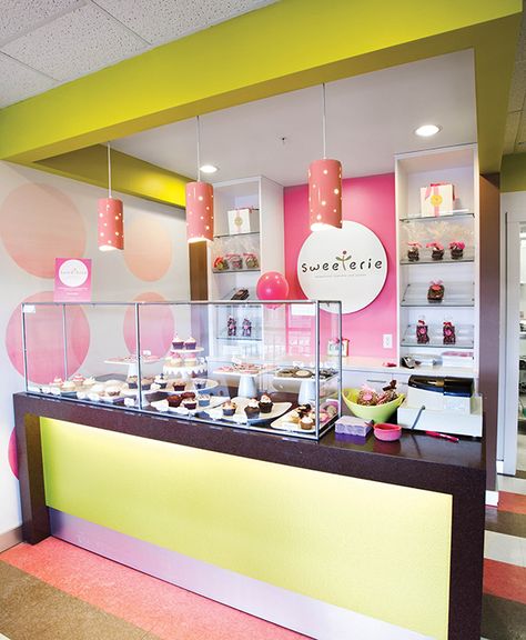 Intersection: Mariemont - Cincinnati Magazine Colorful Bakery Design, Cake Shop Decoration, Sweet Shop Interior, Cupcake Shop Interior, Colorful Bakery, Cake Shop Interior, Cake Shop Design, Cake Shops, Ice Cream Business