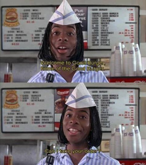 Welcome to good burger home of the good burger can I take your order Kenan E Kel, Welcome To Good Burger, Good Burgers, 2000s Disney, Kenan And Kel, Right In The Childhood, Kids Memories, Orange Soda, Awesome Videos