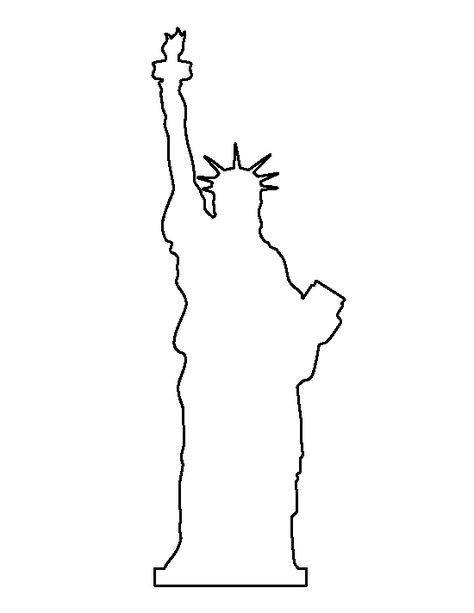 Statue of Liberty pattern. Use the printable outline for crafts, creating stencils, scrapbooking, and more. Free PDF template to download and print at http://patternuniverse.com/download/statue-of-liberty-pattern/ Statue Of Liberty School Project, Diy Statue Of Liberty, Statue Of Liberty Drawing Easy, Statue Of Liberty Stencil, Statue Of Liberty Outline, Statue Of Liberty Tattoo, Statue Of Liberty Drawing, Liberty Pattern, Liberty Tattoo