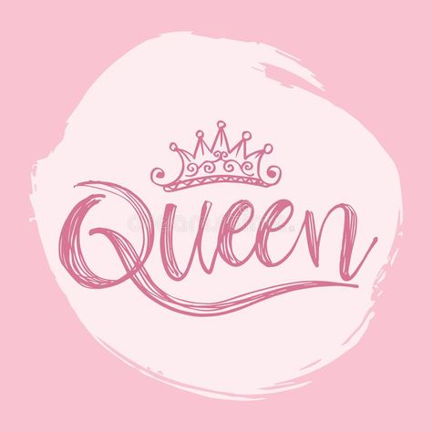 Queen word with crown. vector illustration Crown Vector, Crown Pink, Queens Wallpaper, Designer Baby Clothes, Church Graphic Design, Background Illustration, Queen Bees, Pink Background, Stock Vector