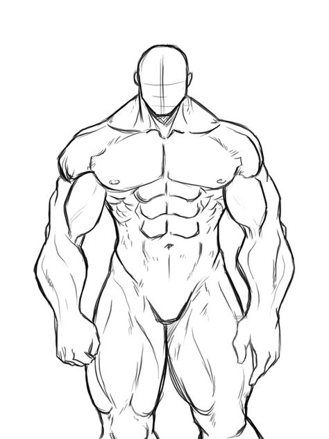 Very Muscular Man Drawing, Mens Anatomy Drawing Reference, How To Draw Big Muscles, Muscles Man Drawing, Buff Body Drawing Reference, Muscular Male Art Reference, Muscular Torso Drawing, Muscular Man Drawing Base, Bodybuilder Drawing Reference