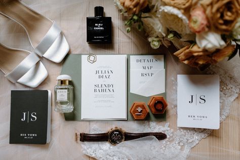 Wedding Ring Pictures With Invitation, Ring Box Photos Wedding, Wedding Invitation And Rings Photo, Ring Box Pictures Wedding, Wedding Day Ring Box Pictures, Wedding Ring Layout Photo, Wedding Invite And Ring Photo, Vow Book Detail Photos, Perfume Wedding Picture