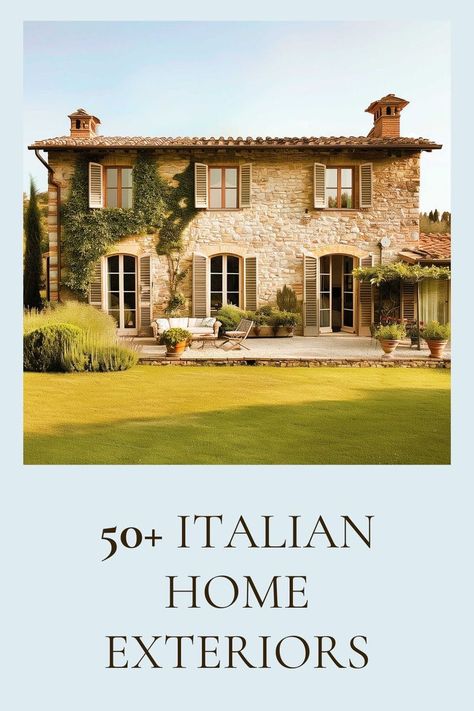 Classic Italian stone house with climbing ivy and manicured lawn. Italian Exterior House, Italian Style Home Exterior, Italian Houses Exterior, Italian Stone House, Italian Farmhouse Exterior, Italian Homes Exterior, Italian Villa House, Italian House Exterior, Italian Home Exterior