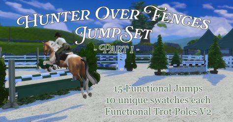 Hunter Over Fences Set - Part 1 | Patreon Sims 4 Horse Poses, Sims 4 Equestrian Cc, Sims 4 Horse Cc, Sims Pants, Sims Horses, Ranch Outfits, Sims Pets, Cc Packs, Horse Games