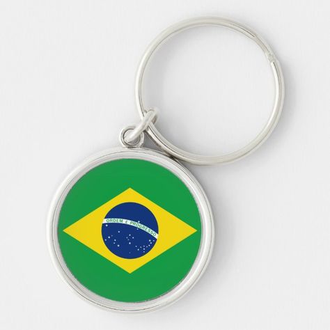 The Flag of Brazil Keychain - Brazil Gift Flag Of Brazil, Button Keychain, Brazil Flag, The Flag, A Metal, Keychains, Brazil, Flag, Stars