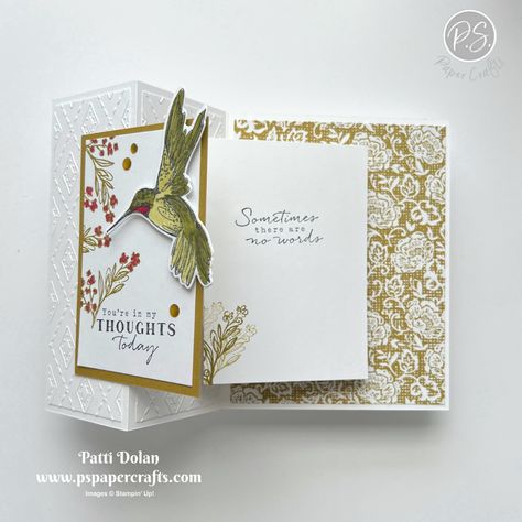 Thoughtful Expressions Cards, Hummingbird Cards, Susan Campfield, Thoughtful Expressions, Stampin Up Sympathy Cards, Folding Cards, Card Embellishments, Fun Folds, Flip Cards