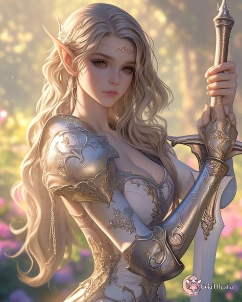 Day 23 - Female Warriors , Hosted By @tricia_danby_aiart #julaifantasy24 Elf Princess Art, Elf Woman Art, Elf Warrior Female, Elf Beauty, Elf Princess, Lineage 2, Elf Characters, Female Warriors, Elf Girl