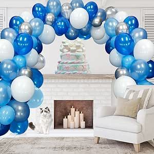 Silver And White Balloons, Blue Birthday Decorations, Balloons Blue, Baby Shower Balloon Decorations, Christening Decorations, Its A Boy Balloons, Gold Confetti Balloons, Blue Balloon, Silver Balloon