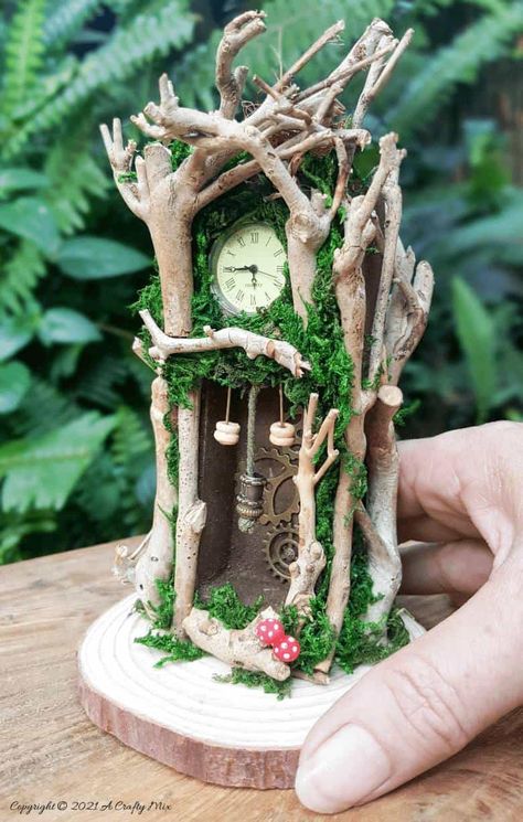 Fairy Bridge, Fairy Garden Mushrooms, Glue Craft, Tiny Mushroom, Fairy House Diy, Fairy Garden Crafts, Fairy Furniture, Fairy Crafts, Fairy Coloring