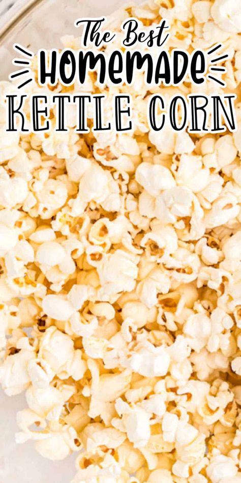 Kettle Corn Popcorn Recipe, Homemade Kettle Corn, Popcorn Recipes Sweet, Kettle Corn Recipe, Kettle Corn Popcorn, Popcorn Recipes Easy, Kettle Popcorn, Sweet Popcorn, Homemade Popcorn