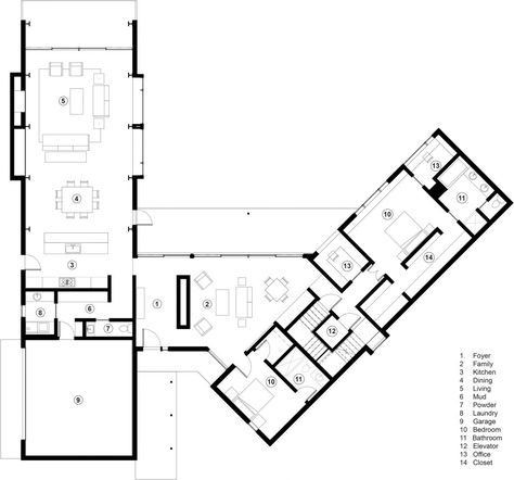 Angle House Plans, Angled House Plans, Angled House, Plan Building, L Shaped House, Aspen House, 3d Floor Plans, Casa Country, Architectural Floor Plans