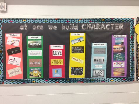 Character bulletin board Character Strong Bulletin Board, Character Bulletin Boards, Student Christmas Gifts, Bulletin Board Ideas, Character Building, Popular Books, Board Ideas, Board Design, Book Characters