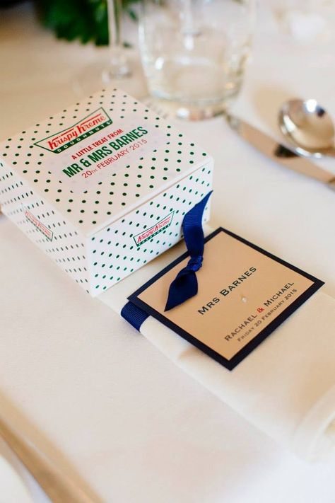 Krispy Kreme Wedding, Edible Wedding Favors, Krispy Kreme, Wedding Favours, Future Wedding, Wedding Favors, Takeout Container