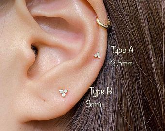 Tragus piercing | Etsy Mid Helix Piercing, Piercings Tragus, Ear Ideas, Minimalist Ear Piercings, Double Cartilage Piercing, Ear Piercings Tragus, Curated Ear, Piercing Inspo, Cool Ear Piercings