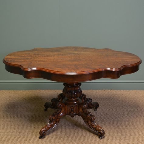 Furniture Styles Guide, Gothic Table, English Antique Furniture, 1900s Home, Antique Things, Church Furniture, Round Cocktail Tables, Antique Dining Tables, Mahogany Table